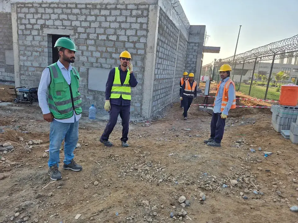 Engineers supervising building works